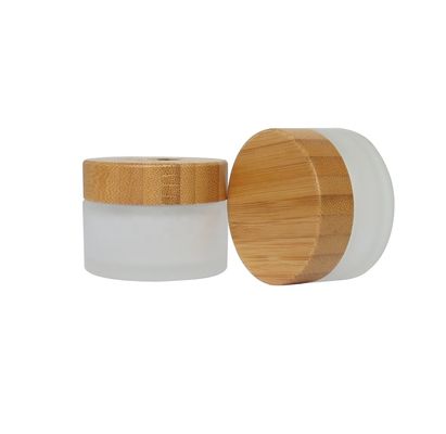 Pelle di vetro di vetro glassata di cura del barattolo dei contenitori cosmetici di bambù della crema 50g 15g 30g