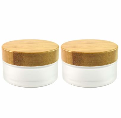 Pelle di vetro di vetro glassata di cura del barattolo dei contenitori cosmetici di bambù della crema 50g 15g 30g