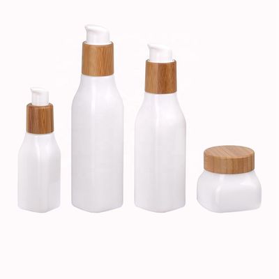 cosmetico del barattolo di cura del fronte della crema del bambù di OPAL Glass Serum Bottles With del quadrato 150g