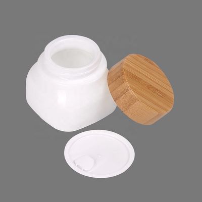 cosmetico del barattolo di cura del fronte della crema del bambù di OPAL Glass Serum Bottles With del quadrato 150g