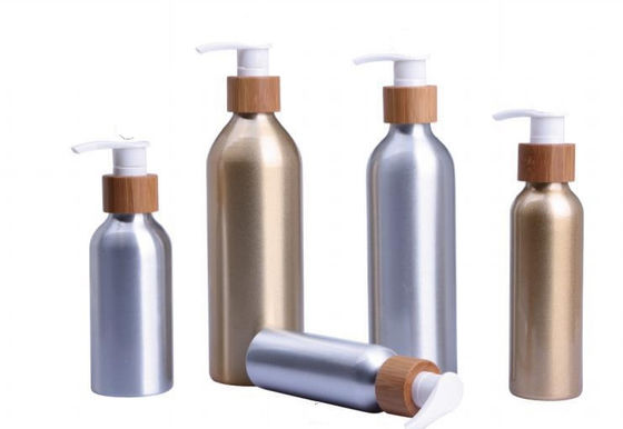 80 120 250 contenitori di bambù della pompa della lozione della bottiglia cosmetica di alluminio 300ml