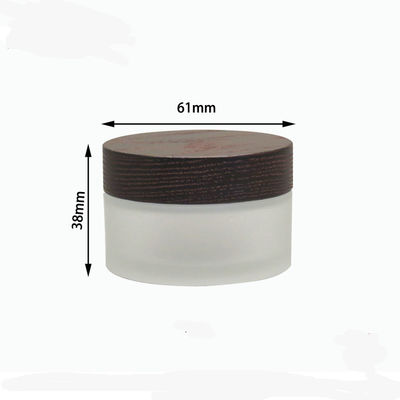 barattolo cosmetico di vetro della spalla obliqua di 15g 30g 50g con la crema di legno del coperchio di Brown