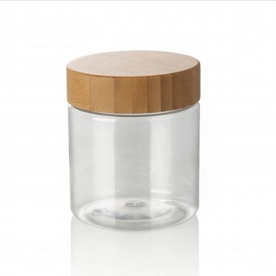 il cosmetico riutilizzabile amichevole di Eco dell'ANIMALE DOMESTICO 250ml ha glassato il barattolo di plastica del coperchio di bambù