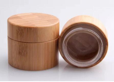 Barattolo cosmetico del contenitore di bambù naturale di legno della bottiglia rotonda che imballa vetro interno