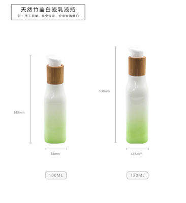 Contenitore cosmetico della lozione di pendenza di OPAL Glass Bottle With Wood del cappuccio verde del coperchio