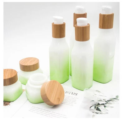 Contenitore cosmetico della lozione di pendenza di OPAL Glass Bottle With Wood del cappuccio verde del coperchio