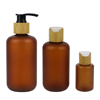 250ml ha glassato la bottiglia dell'ANIMALE DOMESTICO di Amber Cosmetic della pompa di bambù