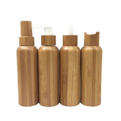 Bottiglie cosmetiche di bambù 120ml di plastica interno della lozione dei contenitori della pompa vuota della lozione