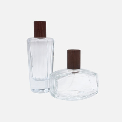 bottiglie di profumo di vetro dello spruzzo di profumo 50ml 100ml con i cappucci di legno
