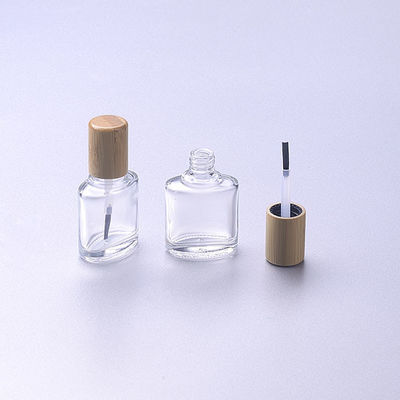 la bottiglia polacca di vetro 15ml dell'unghia vuota con il cappuccio di legno di bambù della spazzola compone