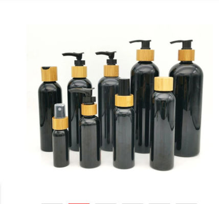Pompa di bambù nera bianca della lozione dell'ANIMALE DOMESTICO di Skincare dello sciampo della bottiglia della pompa di plastica della lozione