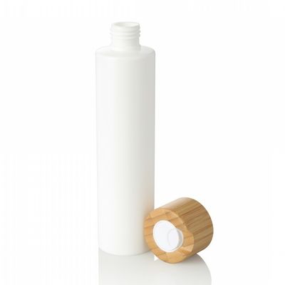 bottiglia vuota dell'animale domestico 300ml della lozione di uso cosmetico di plastica bianco della crema con il cappuccio di bambù