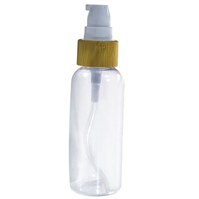 Bottiglia di plastica di vendita calda della pompa della lozione dell'ANIMALE DOMESTICO chiaro naturale con il cappuccio di bambù 200ml