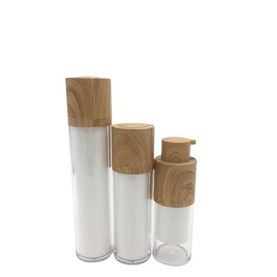 Bottiglia cosmetica senz'aria di bambù rotatoria doppia bianca della lozione del pulsometro di vendita calda