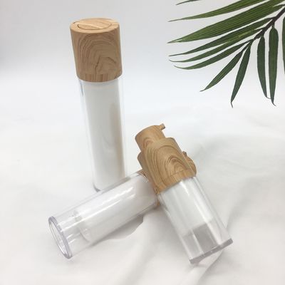 Bottiglia cosmetica senz'aria di bambù rotatoria doppia bianca della lozione del pulsometro di vendita calda