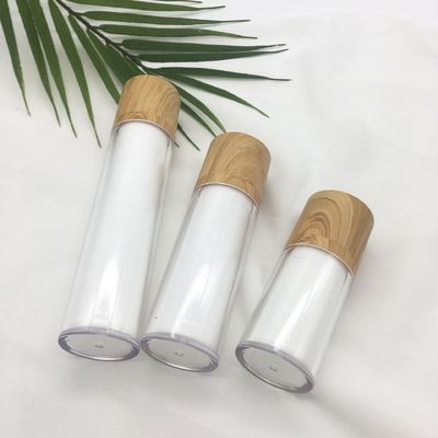 Bottiglia cosmetica senz'aria di bambù rotatoria doppia bianca della lozione del pulsometro di vendita calda