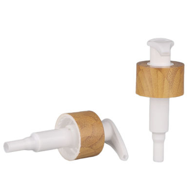 Pompa cosmetica della bottiglia della crema della lozione della pompa del gel del metallo di rivestimento del bambù del doppio strato 28/410