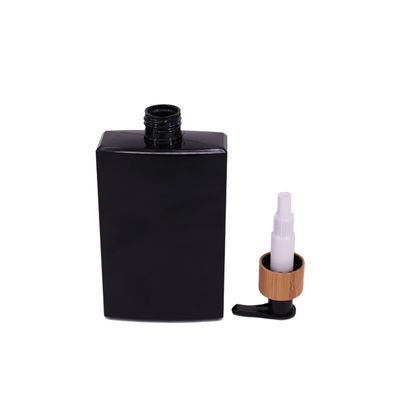 bottiglia quadrata nera del bagno dello sciampo 250ml con le bottiglie di plastica della pulitrice di bambù della pompa