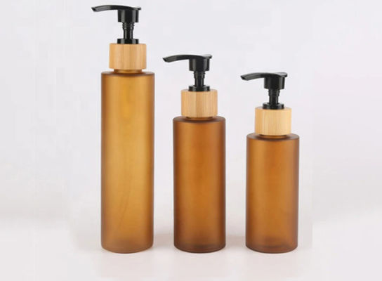 Amber Frosted Shampoo Glass Bottle 100ml 150ml 200ml con la pompa di bambù della lozione