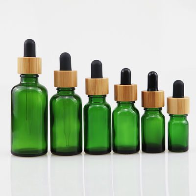 bottiglia cosmetica di vetro dell'olio essenziale 100ml con la pelle di bambù Brown di cura del contagoccia