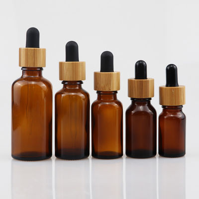 bottiglia cosmetica di vetro dell'olio essenziale 100ml con la pelle di bambù Brown di cura del contagoccia