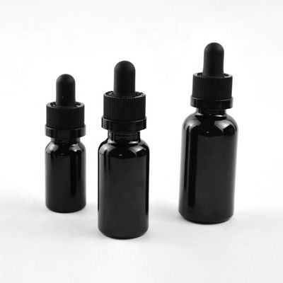 Bottiglia di vetro di Matte Frosted Black Essential Oil con la bottiglia del cappuccio del contagoccia del CR