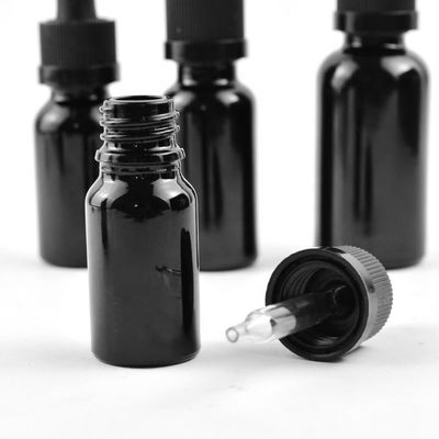 Bottiglia di vetro di Matte Frosted Black Essential Oil con la bottiglia del cappuccio del contagoccia del CR
