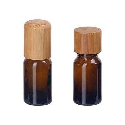 Bottiglia di olio essenziale Brown cosmetico vuoto con il coperchio a vite di legno di bambù di 18mm